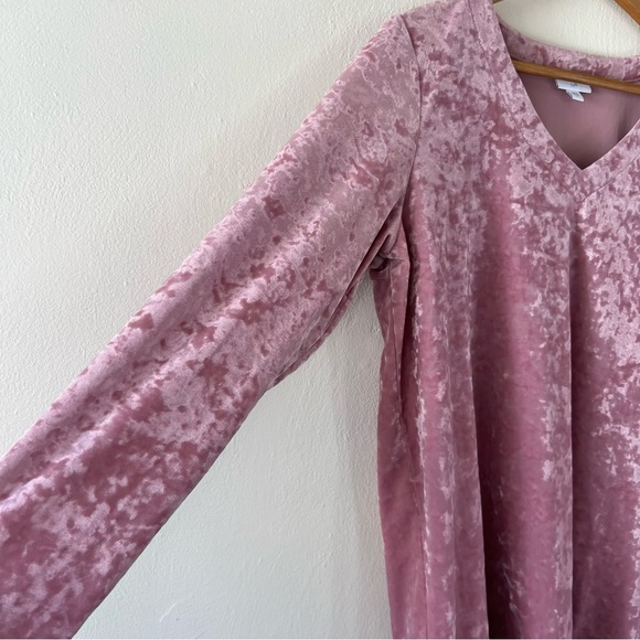 Sold | J. Jill Crushed Velvet Dusty Pink Long Sleeve Blouse Top M - Picture 2 of 10